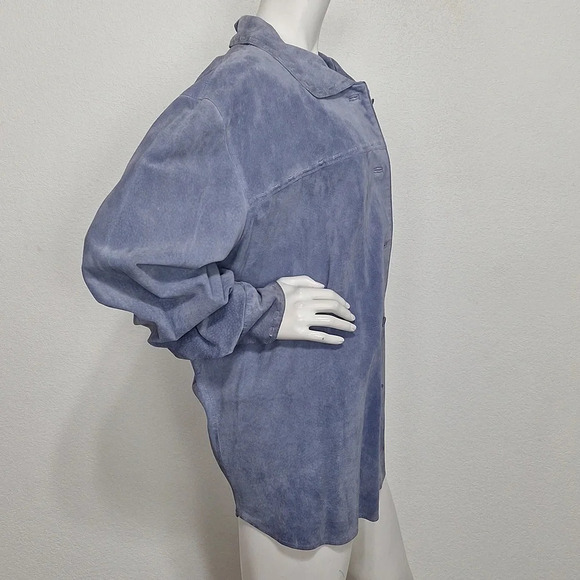 Women's Blue Leather Jacket - Picture 5 of 10